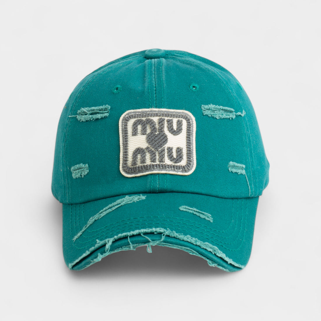 MIU MIU LOGO EMBROIDERY CUTTING COTTON CAP