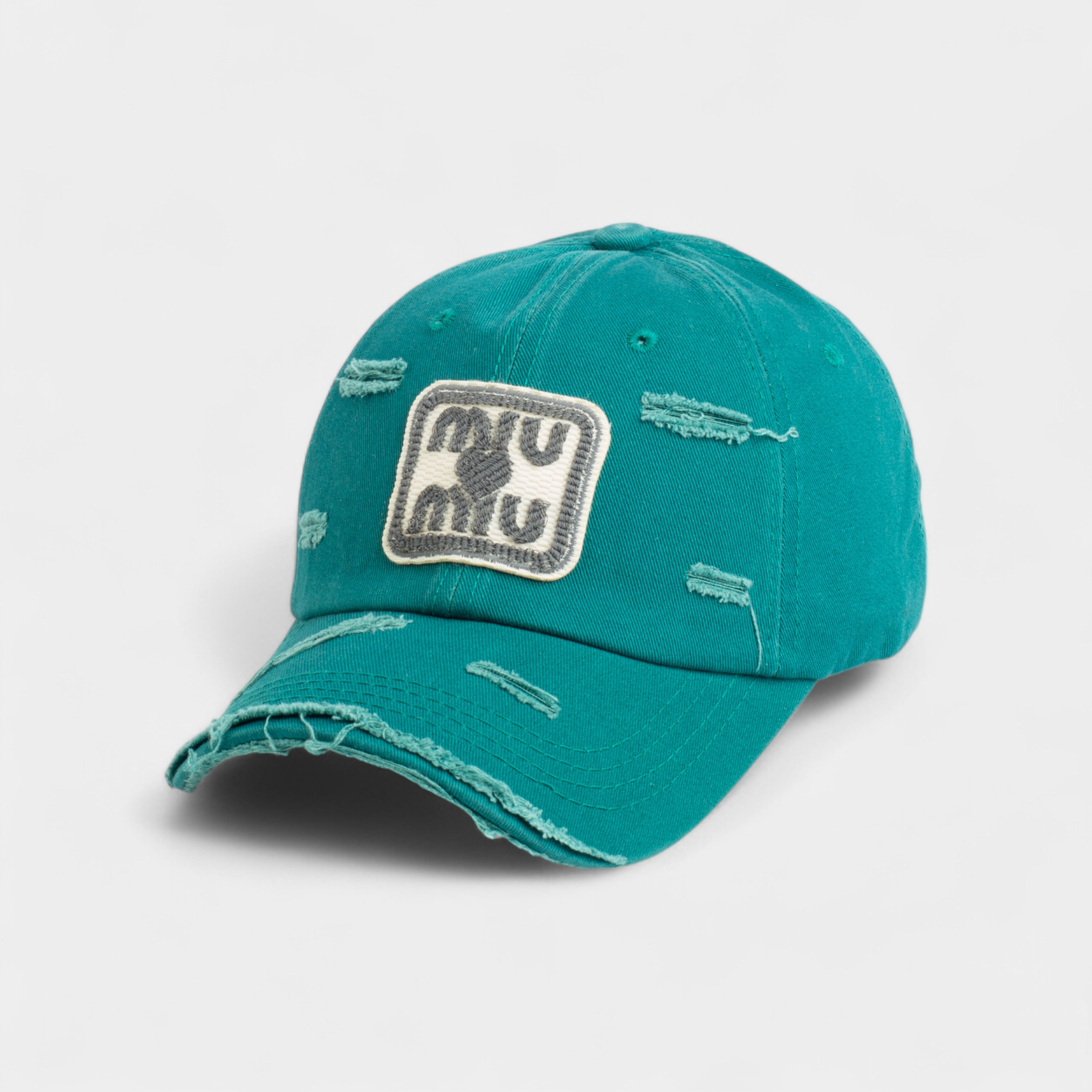 MIU MIU LOGO EMBROIDERY CUTTING COTTON CAP