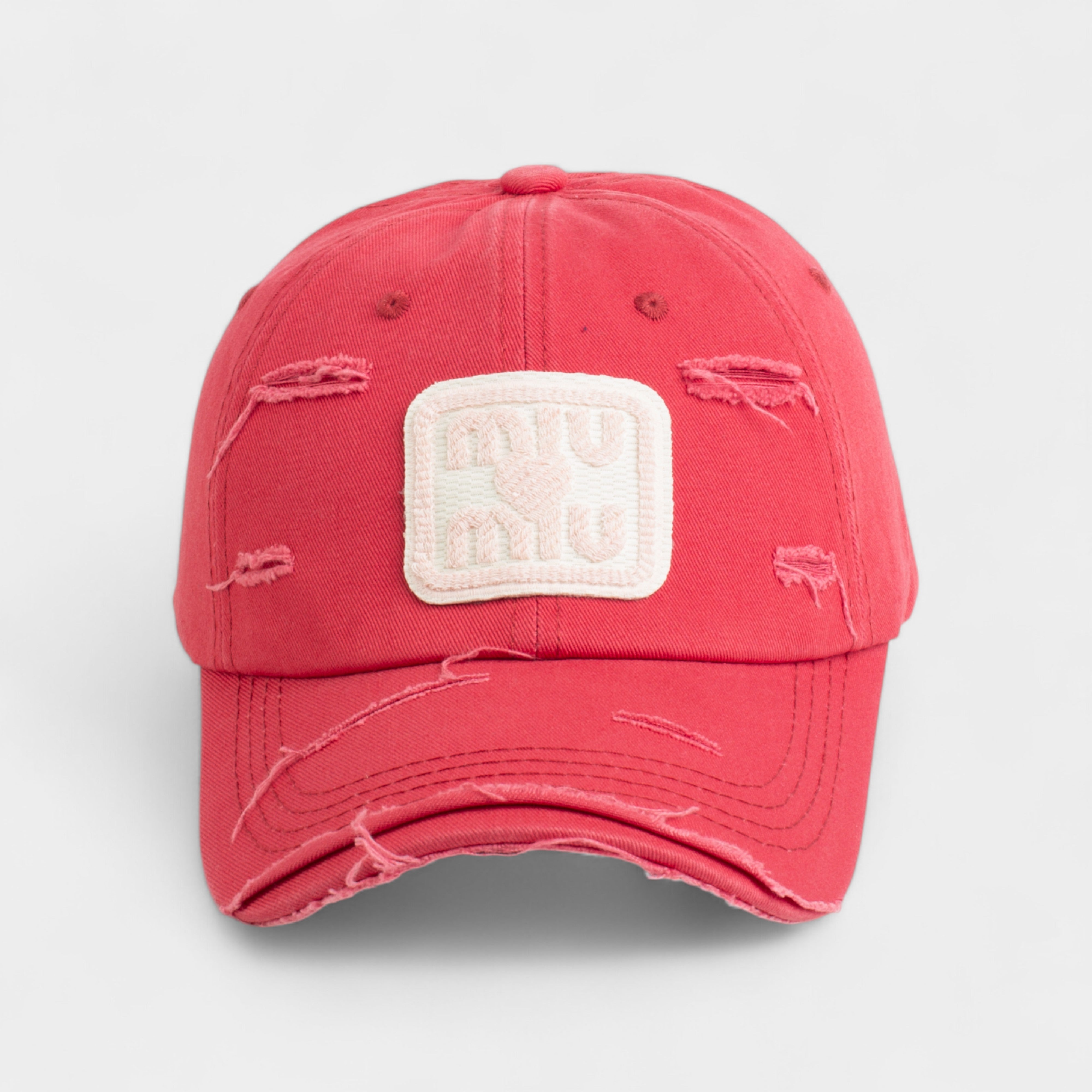 MIU MIU LOGO EMBROIDERY CUTTING COTTON CAP