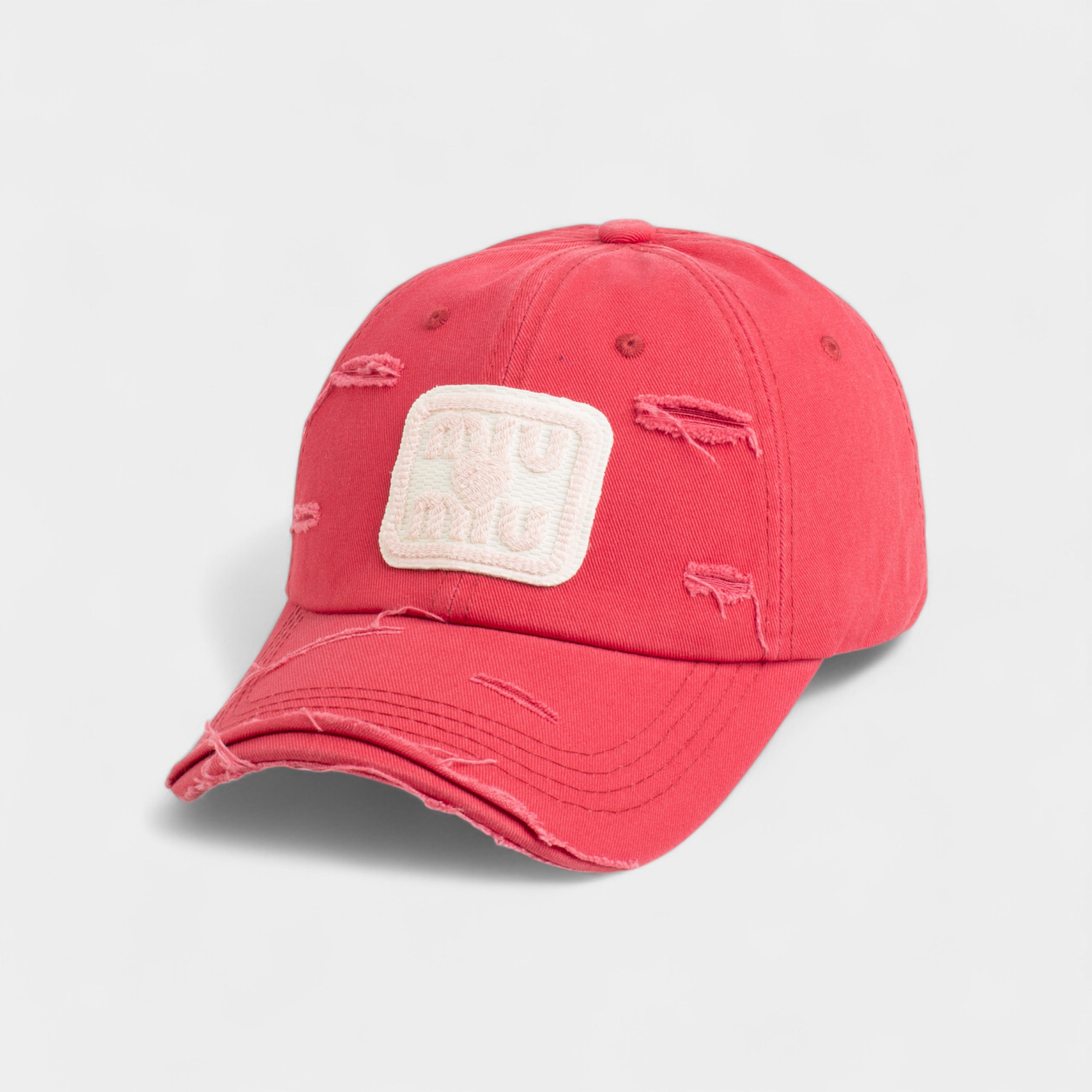 MIU MIU LOGO EMBROIDERY CUTTING COTTON CAP